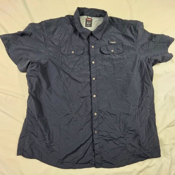 Wrangler Mens Size 3XL Blue Outdoor Short Sleeve Shirt Regular Fit Lightweight - Picture 1 of 9